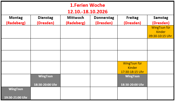 Herbstferien 2026 1Wo